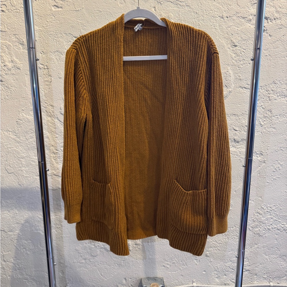 Madewell Brown Ribbed Knit Cardigan Sweater